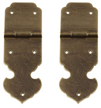 Tiazza 2 Stücke Antike Reine Messing Scharniere Möbel Schubladentür Schmuckschatulle Dekorative Scharnier Hardware (Antike Bronze)