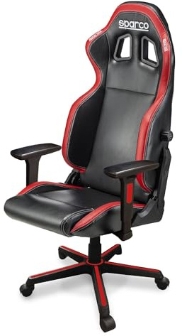 SPARCO ICON SKY NR/RS - Sedia gaming, Sedia ufficio, Ergonomica, Regolabile, Pistone certificato, braccioli 2D, Nero Rosso