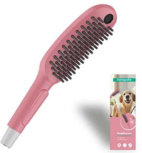 hansgrohe DogShower - Hundedusche mit 3 Strahlarten, Duschkopf für Hunde zur Fellpflege mit Streichelnoppen, 26640560, Rosa