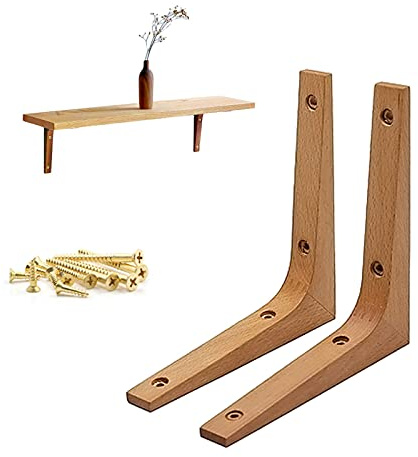 DIYH Regalhalterung Aus Holz Regalwinkel Vintage, Regalbodenträger Unsichtbar 170mm, Holzregale Für Die Wand, Massivholz Stabilisierende Struktur Für Kinderzimmer Keller Regale, 2 Packungen