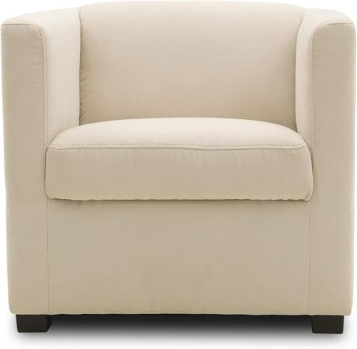 DOMO. collection Sessel Bob FK, kleiner Retro-Sessel mit Armlehnen und Federkern, Polstersessel, Cocktailsessel, Loungesessel, 73 x 75 x 69 cm (BxTxH), Webstoff in beige | Sessel mit Federkern für hohen Sitzkomfort und modernes Wohnen, 68 x 77 x 80 cm (BxTxH)