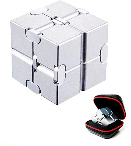 FUFUYOU Infinity Cube Fidget Toys Aluminum Metal Stress Relief and Anti Anxiety Finger Flip Cubes Toys for Kids and Adults Idear Gadgets for Men with Exquisite Packaging