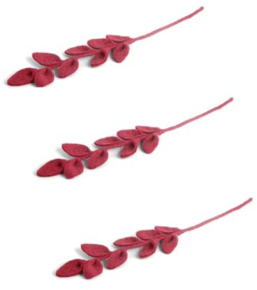 Gry & SIF künstliche Laubzweige, Flexibler Stiel, Dekozweig aus Filz, künstliche Pflanze, Blumenstrauß binden, Hochzeiten, DIY-Projekte, Handmade, Fairtrade I 30 cm, 3X Weinrot