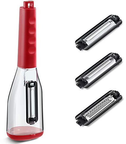 Vegetable Peeler with Storage Container with 3 Interchangeable Blades