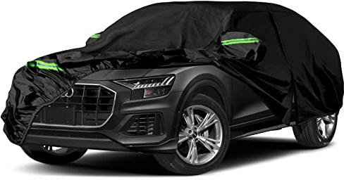 wasserdichte Autoabdeckung, Ersatz für Audi Q8/SQ8 2018–2025, 6 Schichten, Allwetter-Autoabdeckung mit Reißverschluss-Tür und winddichten Bändern für Schnee, Regen, Staub, Hagelschutz (Q8) | Allwetter-Autoabdeckung mit Baumwollfutter, Reißverschluss-Tür, winddichte Bänder für Schnee, Regen, Staubschutz