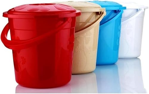 Best House 20 LT Plastic Water Bucket with Lid Handle, Water Bucket Bin Container - Pack of 2, Grey