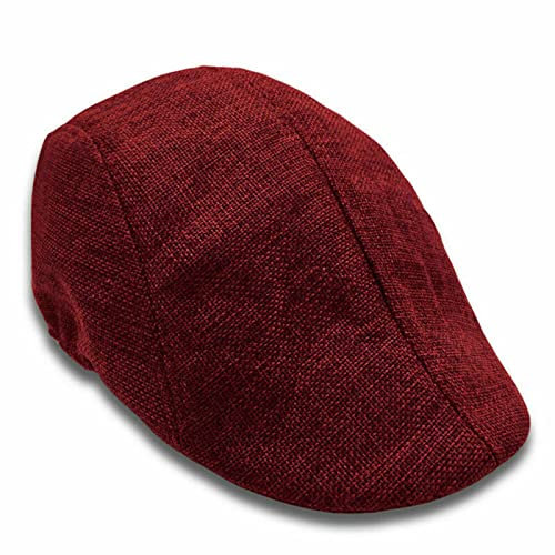 tcax Schiebermütze Herren Herbst Baskenmütze Newsboy Caps Männer Frauen Vintage Cap Cabbie Hüte Baskenmützen Sonnenhut Unisex Duckbill Caps, Rot, 56Cm-58Cm