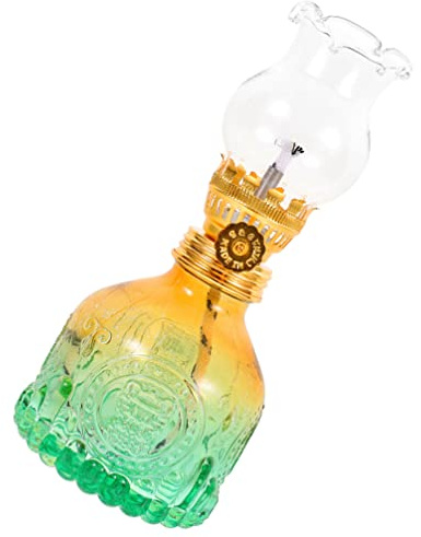Uonlytech Glas-petroleumlampe als Tischdekoration Dekorative Öllampe für Zuhause Vintage Petroleumlampe mit Glasschirm für Innen