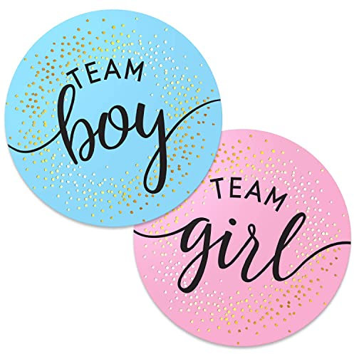 Gender Reveal Sticker, team boy or girl, Team Boy e Team Girl, decorazione e accessori fotografici per baby shower e nascita (set da 100)