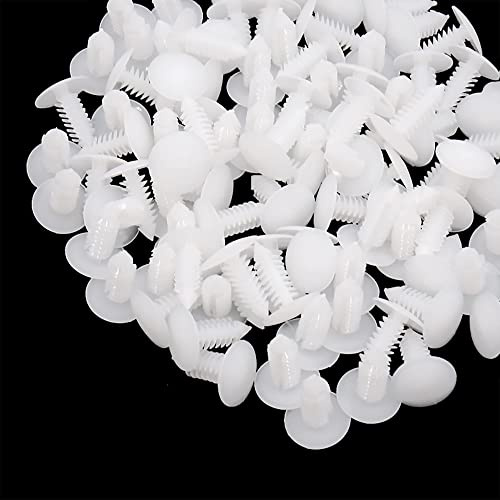Lot de 100 rivets universels en plastique blanc de 6 mm de diamètre