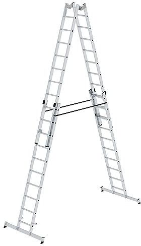PROREGAL Sprossen-Stehleiter | 4-teilig mit nivello®-Traverse | 4x10 Sprossen | Leiter, Teleskopleiter, Trittleiter, Bockleiter, Sprossen-Doppelleiter