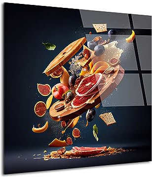 DECLINA, tableau verre acrylique, décoration murale cuisine, cadre design léger, tableau déco la planche apéritif, art mural moderne, décoration intérieure élégante, 50x50 cm