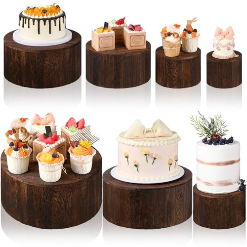 Domensi Cupcake-Ständer aus Holz, rustikaler Kuchenständer, stapelbar, für Dessert, Hochzeit, Geburtstag, Babyparty, Weihnachten, Dorf, Party, Dekoration, 6 Stück
