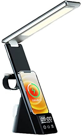 HADWAO FXJ LED Desk Lamp 3 in 1 Multifunctional Table Lamp 3 Dimable Level Fast Qi Wireless Charger Indoor Folding Reading Light (Color : D)
