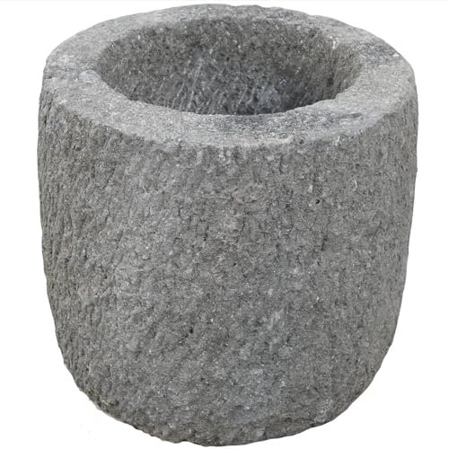 Teako Design Stonox Naturstein Pflanzgefäß Korba, Blumentopf, Übertopf, Pflanzkübel groß außen, Pflanzschale für Garten, Langlebige Gartenattraktion, Garten Dekoration (60 x 50 x 60 cm)