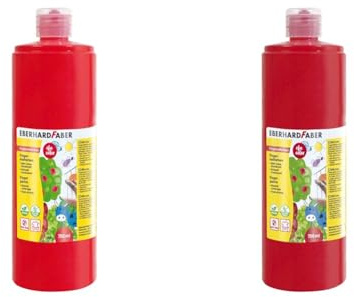 Eberhard Faber 578921 - EFA Color Fingerfarbe in der Flasche, Farbe geraniumrot, Inhalt 750 ml, schnelltrocknend und auswaschbar, zum Mischen und für kreativen Malspaß (Packung mit 2)