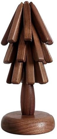 Booso Dessous de plat en bois de noyer noir pour assiettes chaudes, dessous de plat en forme d'arbre, dessous de verre pour théière (noyer noir)