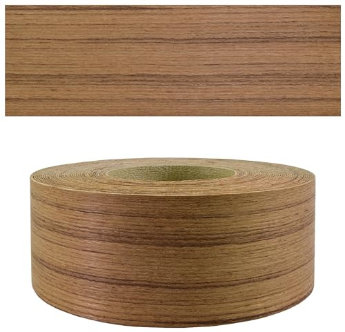 Mprofi MT® Real Wood Veneer Edging Banding | Teak | 45mm x 5m | Edge Tape | Iron-On Edge Trim with Hot Melt Adhesive | Durable & Easy to Apply for Furniture, Shelves & Worktops