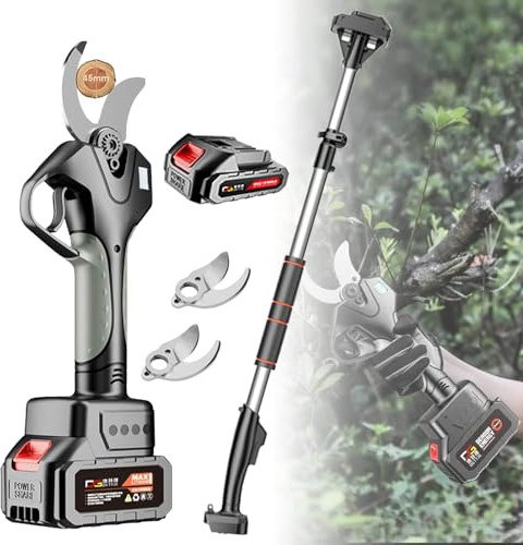 Cesoie da potatura per giardinaggio, cesoie da potatura a batteria, cesoie elettriche da giardino, cesoie e forbici da potatura con asta telescopica da 2,1 m, cesoie da potatura tagliarami,1Battery