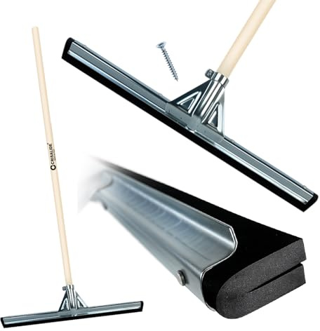 Crisalide® Escobilla limpiacristales profesional con mango de madera de 150 cm, goma doble, ojal de metal, 45/55/75 cm (mediana 55 cm)