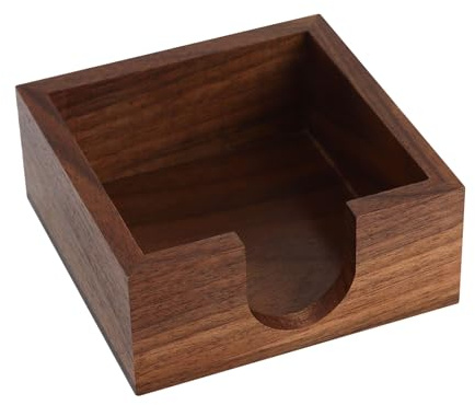 Buqoo Walnut Wooden Sticky Note Holder, Memo Pad Dispenser Desk Organizer