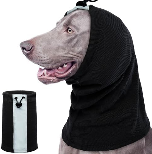Hündohr Muffs Noise Protection, Hund Ohrenschützer Dog Earmuffs Kapuzenpullis für Hunde Katzen, Hunde Hals und Ohren Wärmer Hunde Hoodie Anti Angst Snood(Schwarz, L)