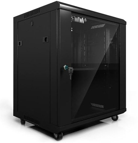 LYXWGRZD Audio Rack HiFi Regal, Plattenspieler Regal mit gehärtetem Glas, Phonoschrank, praktische Wärmeableitung, Record Player Stand aus kaltgewalztem Stahl(Nero)
