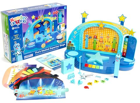 Learning Resources Numberblock Five’s Magiska Superstar Scen, Leksaker för 3-åriga Pojkar och Flickor, Deluxe Lekset med Five Figur Ingår