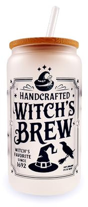 Hogg Bicchiere in vetro per Halloween, con scritta in inglese Witch's Brew, 473,6 ml, regalo di Halloween, streghe per donne, birra di streghe