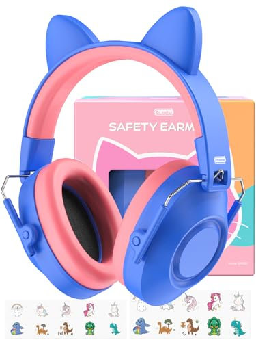 Dr.meter Casque Anti Bruit Enfant, Casque Anti Bruit Protection SNR 32dB pour Enfants avec Cache-Oreilles pour Dormir étudier pour bébés Bandeau réglable pour Casque Bleu Foncé