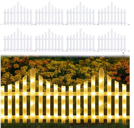 YASTA Staccionata Natalizia Luminosa a Led Luce Bianco Caldo Naturale Solare con Telecomando Recinzione in Plastica Per Albero di Natale