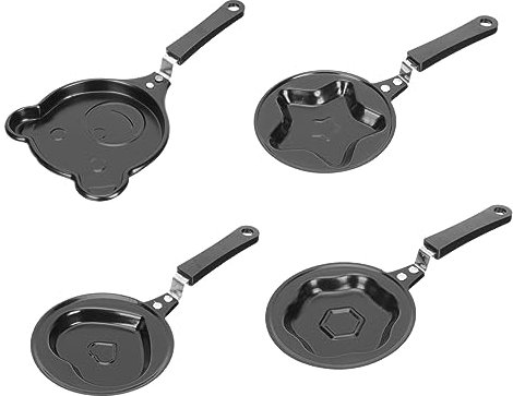 COLLBATH 4pcs Portable Non Stick Egg Pan Animal Shape Pancake Pans Iron Bottom for Cooking