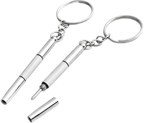 DAZISEN 2 PCS 3-in-1 Multifunction Screwdriver - Stainless Steel Mini Tool for Glasses, Jewelry, and Watch Repair - Portable Micro Design (Silver)