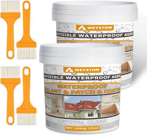 Sigillante Impermeabile Liquido–1KG Agente Impermeabile Invisibile per uso interno ed esterno,Colla impermeabile per Tetti, Muri,Esterni e Interni,Impermeabilizzante Trasparente Guarnizione di Perdite