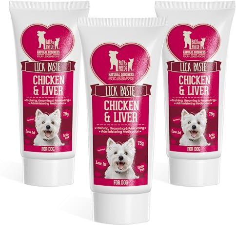 PACK'N PRIDE Liver Paste Dog Treats, Chicken and Chicken Liver Flavour Lick Paste, Rich in Nutrients, Portable, Ideal Training Reward, Comply with Lick Mat