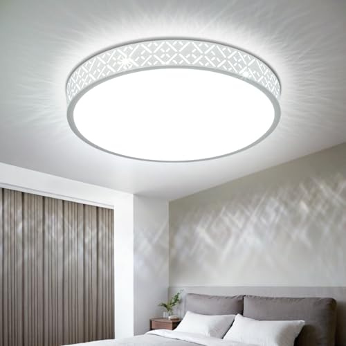 Kuwork Plafon LED Techo Dormitorio, Moderna Lámpara de Techo de Aluminio 6000K para Cocina, Pasillo, Sótano, Oficina, 30cm 24W