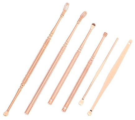 minkissy Roségoldfarbener Edelstahl 6-teiliges Set Spiralmassage-gehörgangsreiniger Ohrlöffel Zur Ohrenschmalzentfernung