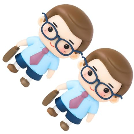 UPKOCH 2Pcs Cake Toppers Dad Figurine Cake Ornaments, Non-Edible Polymer Clay Birthday Decoration, Fathers Day Decorations for Special Dad Party