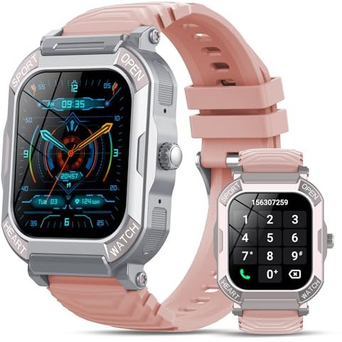 Smartwatch Uomo Donna con Chiamate Bluetooth, 1,85'' Orologio Smartwatch Uomo, Impermeabil IP68 Fitness Tracker, 110+ Sportive Smart Watch con Contapassi/Sonno/Cardiofrequenzimetro, Rosa Orologio