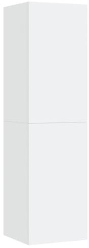 Helloshop26 Meuble TV multimédia étagère télévision Buffet téléviseur Salle à Manger Salon Chambre 30,5 x 30 x 110 cm Bois d’ingénierie Blanc 02_0026116