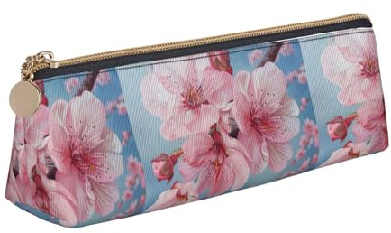 WenDang Sac de rangement triangulaire en cuir avec fleurs de cerisier japonaises et articles de papeterie de vacances sont des articles de voyage essentiels, blanc, Taille unique, Trousse de