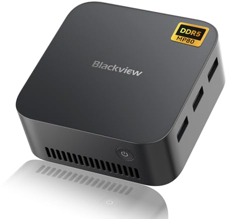 Blackview MP80 Mini PC W-11, Ιntel Alder Lake-N95(hasta 3.4GHz,15W), 16GB LPDDR5 512GB SSD Mini Ordenadores, 4K@60Hz, WIFI/BT/RJ45-LAN, Mini Computadora para Escuela Educación