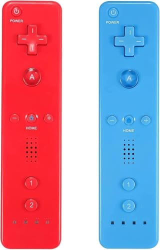 AUFGLO Wii Controller 2 Pack - Télécommande Wii avec étui en silicone et dragonne (rouge+bleu)