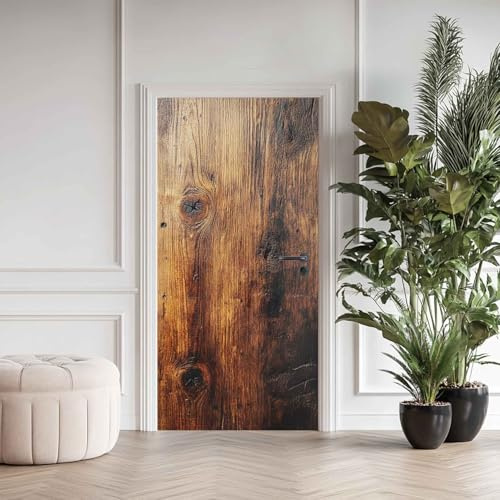 Türtapete Selbstklebend Holzbrett, Türaufkleber Holzimitat Retro, Selbstklebend TürPoster, für Tür Schlafzimmer Wohnzimmer Deko 86x200cm