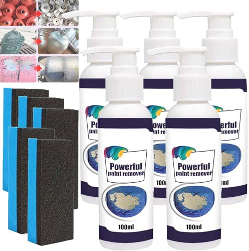 High-Efficiency Paint Remover, Industrial Strength Paint Stripper Aerosol, Paint Remover and Varnish Stripper, Paint Stripper for Metal, Wood, Brick and Concrete (5 Pcs)