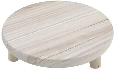 Spetebo Sgabello per fiori in legno naturale con 3 gambe – 29 cm – Supporto per piante rotondo naturale – Sgabello decorativo per fiori, mini tavolino