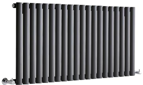 MILANO Anthracite Horizontal Single Oval Panel Radiator 600 x 1180mm