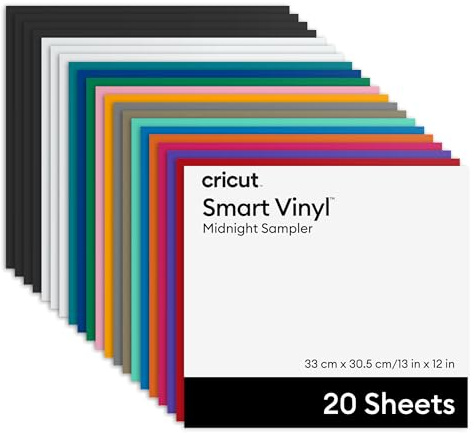 Cricut™ Smart Vinyl™ – permanentes Vinyl ohne Schneidematte, farbenfrohes Musterset – 33 x 30,5 cm / 13 x 12 Zoll (20 Stk.)