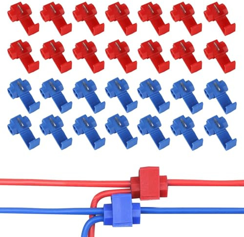 100 Stück Abzweigverbinder Set, Kfz Stromdieb Kfz Stromdiebe | Schnellverbinder, Kabeldieb Kabelabzweiger Quickverbinder, Schnellabzweiger Klemmverbinder Kabelstecker - Rot, Blau