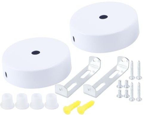 Hoite 2 PCS Canopy Lamps, White, 80 X 25 Mm, Metal Ceiling Canopy, Ceiling Light, Connection, Metal Junction Box for Pendant Lamp